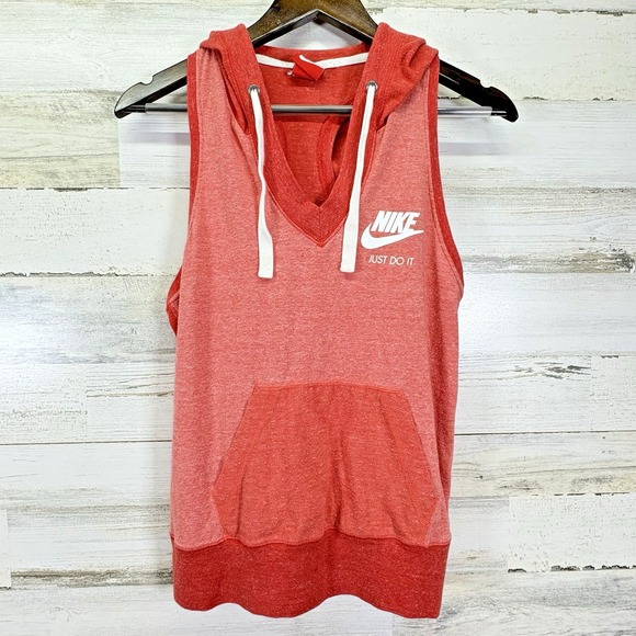 Nike Womens Orange Colorblock Slvless Racerback Hoodie‎ Sweatshirt Size M - Picture 1 of 11